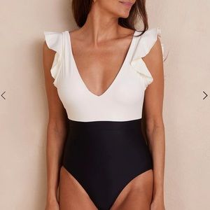 Summersalt  Ruffle Backflip One Piece Swimsuit in Sea Urchin/White Sand …